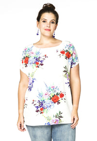 Blouse wide BOUQUET - white - #1
