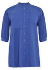 Blouse asymmetric ruffled LINEN - light blue - #5