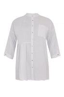 Blouse asymmetric ruffled LINEN - white  - #1