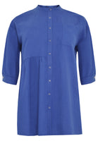 Blouse asymmetric ruffled LINEN - light blue - #4