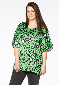 Blouse wide frilled LEOPARD - green - #1