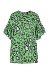 Blouse wide frilled LEOPARD - green - #4