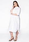 Blouse long ruffled LINEN - white