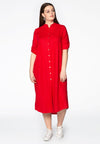 Blouse long roll up sl LINEN - red - #2