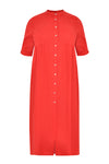Blouse long roll up sl LINEN - red - #4