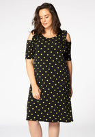 Dress cold shoulder DOTS - black  - #1