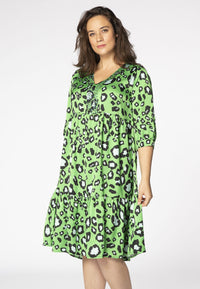 Dress beaded v-neck LEOPARD - green - #1