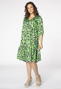 Dress beaded v-neck LEOPARD - green - #2