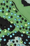 Dress beaded v-neck LEOPARD - green - #5