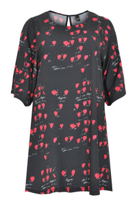 Dress wide sleeves HEART - black - #4