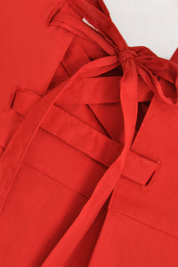 Dress tied back stretch cotton - red - #6