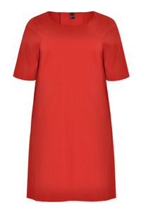 Dress tied back stretch cotton - red - #5