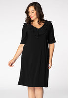 Dress ruffled V-neck DOLCE - black  - #1