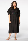 Dress embroidered detail LINEN - black