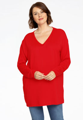 Pullover V basic - red  - #1