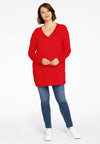 Pullover V basic - red 