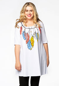 Tunic wide bottom feathers - white - #1