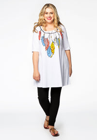 Tunic wide bottom feathers - white - #2