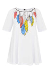 Tunic wide bottom feathers - white - #4
