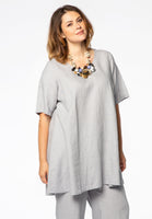 Tunic wide bottom LINEN - grey  - #1