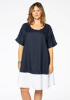 Dress colourblock LINEN - blue