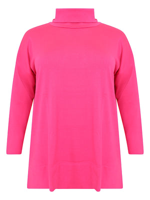 Pullover wide high neck - pink - #4