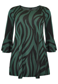 Tunic wide bottom ZEBRA - green - #4