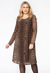 Dress A-line LEOPARD - brown - #1