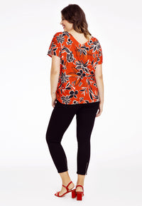 Shirt double V-neck MIX PRINT - red - #3
