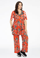 Tunic wide bottom MIX PRINT - red  - #2