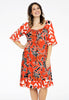 Dress wide neck MIX PRINT - red 