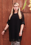 Tunic wide mousse / fake leather - black - #5