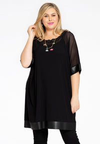 Tunic wide mousse / fake leather - black - #1