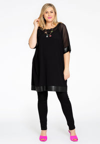 Tunic wide mousse / fake leather - black - #2