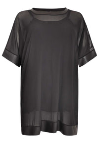 Tunic wide mousse / fake leather - black - #4