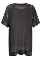 Tunic wide mousse / fake leather - black  - #4