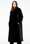 Coat panelled faux fur - black