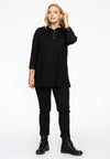 Tunic faux leather details INTERLOCK - black
