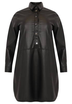 Blouse-dress FAUX LEATHER - black  - #2