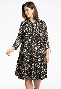 Dress ruffled STONES - black - #1