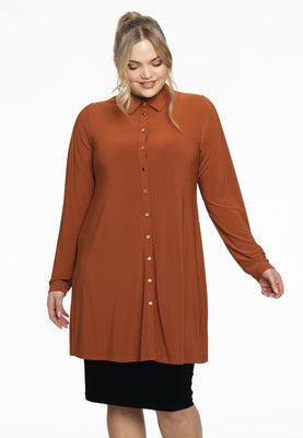 Blouse gold buttons DOLCE - mid brown - #1