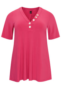 Tunic flare buttoned V-neck DOLCE - pink - #4