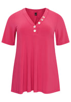 Tunic flare buttoned V-neck DOLCE - pink - #4