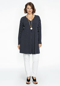 Tunic pleated V-neck POLKADOT - blue - #2