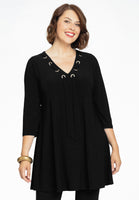 Tunic wide bottom ribbon DOLCE - black - #1