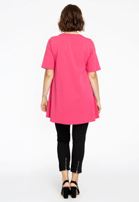 Tunic wide bottom beads COTTON - pink - #3