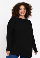 Pullover with slits Woolmix - black  - #1