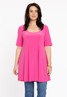 Tunic wide bottom deep neck DOLCE - pink - #1