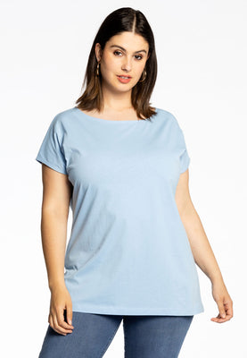 T-shirt cap sleeves COTTON - light blue - #1