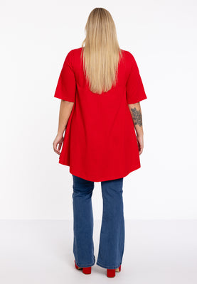 Tunic Swing short sleeve COTTON - red  - #3